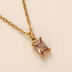 Titanium Steel Necklace Rectangle December Birthstone Pendant Collarbone Chain