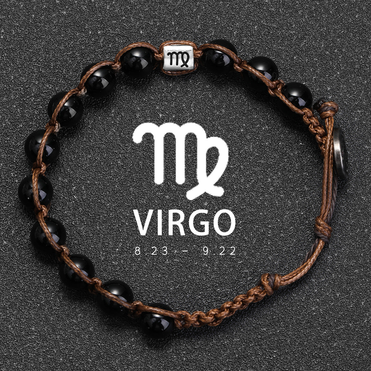 Natural Stone 12 Zodiac Obsidian Hand-woven Bracelet Accessories Stainless Steel Taurus