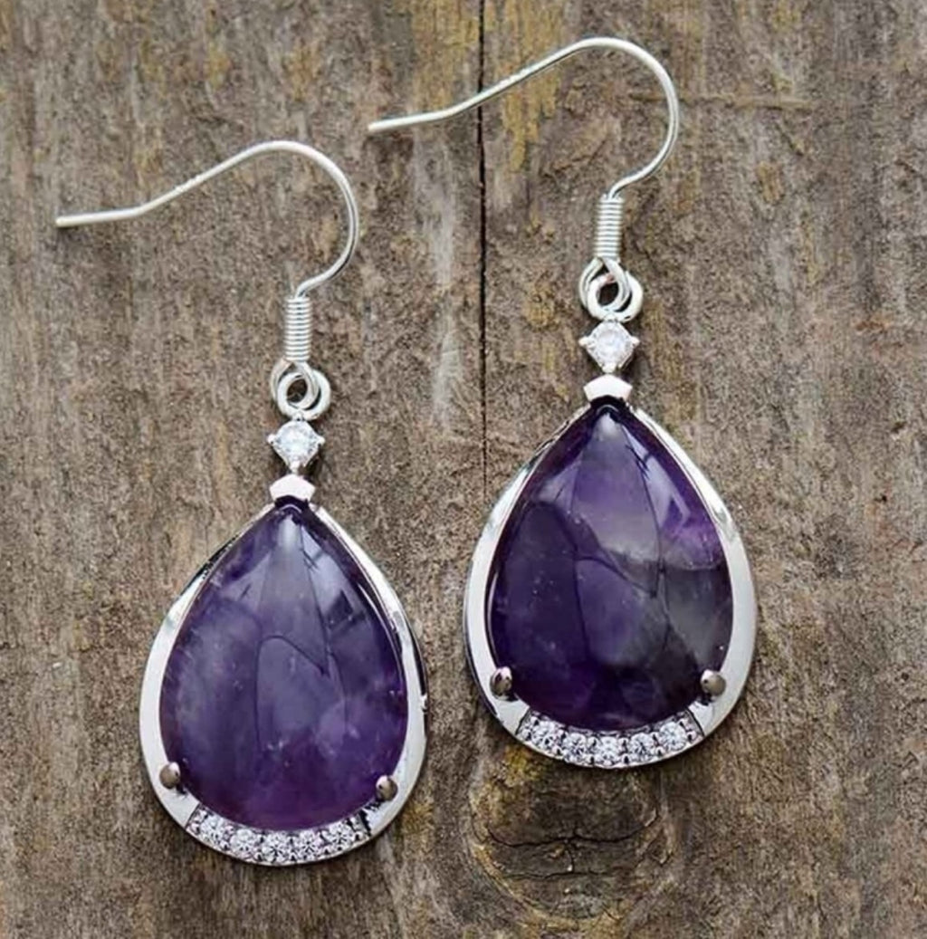 Minimalist Waterdrop Lapis Lazuli And Rose Quartz Pendant Earrings