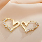Fashionable And Minimalist Rhinestone Studded Heart-shaped Earrings