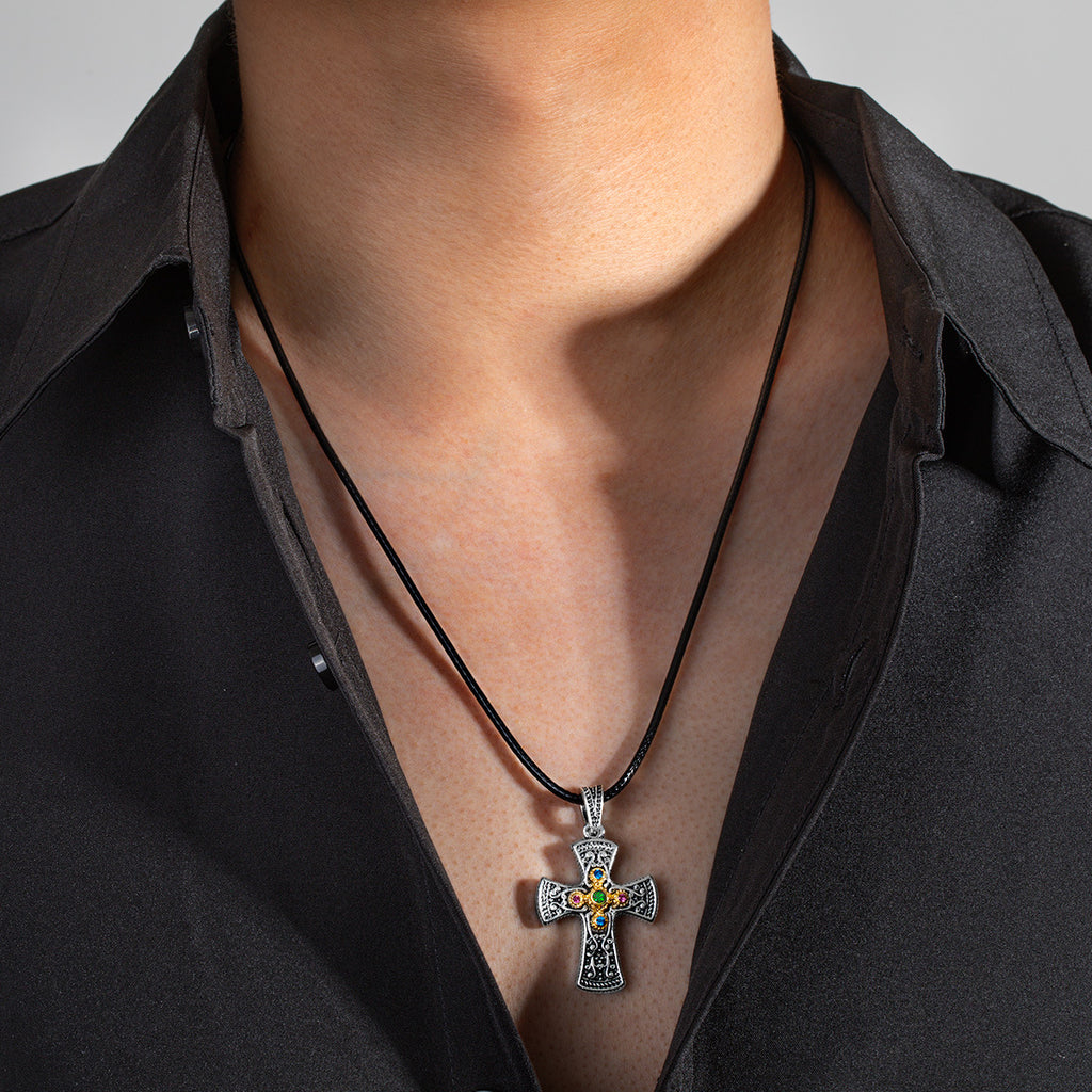 Heart-shaped Skull Alloy Cross Pendant Necklace