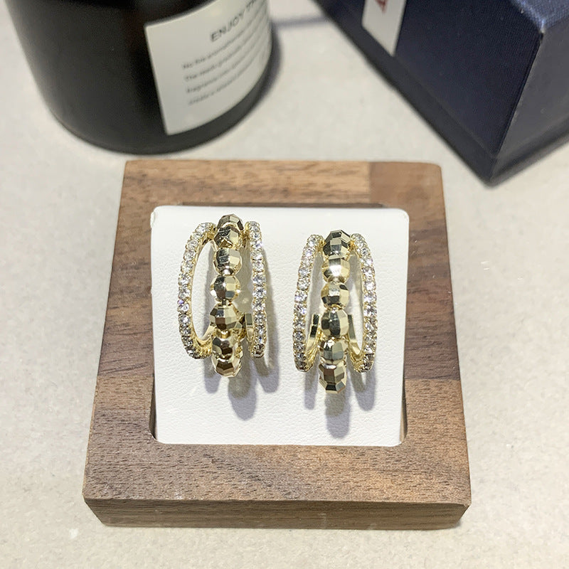 Fashionable Temperament Three-layer Micro Inlaid Zircon Earrings