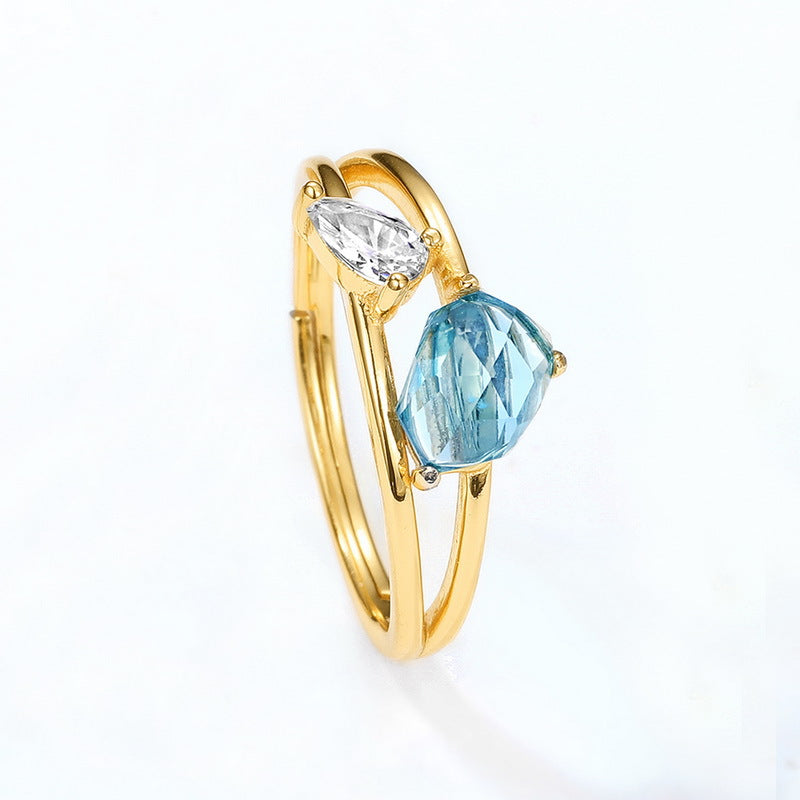 Fashion Light Luxury Sky Blue Topaz Ring