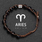 Natural Stone 12 Zodiac Obsidian Hand-woven Bracelet Accessories Stainless Steel Taurus