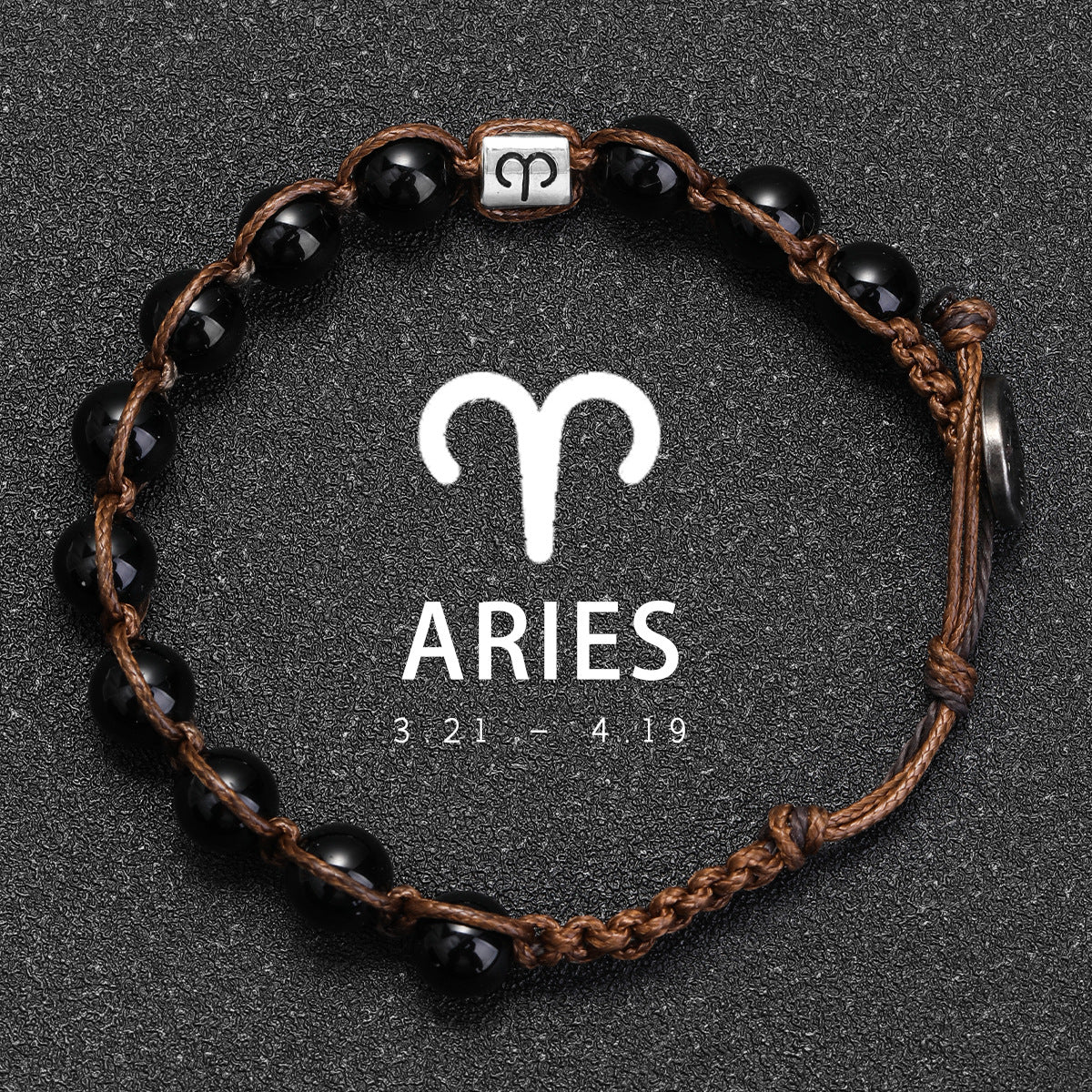 Natural Stone 12 Zodiac Obsidian Hand-woven Bracelet Accessories Stainless Steel Taurus