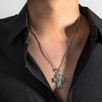 Heart-shaped Skull Alloy Cross Pendant Necklace