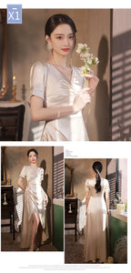 Simple And Light Luxury Satin Sisters Group Party Formal Dress