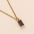 Titanium Steel Necklace Rectangle December Birthstone Pendant Collarbone Chain
