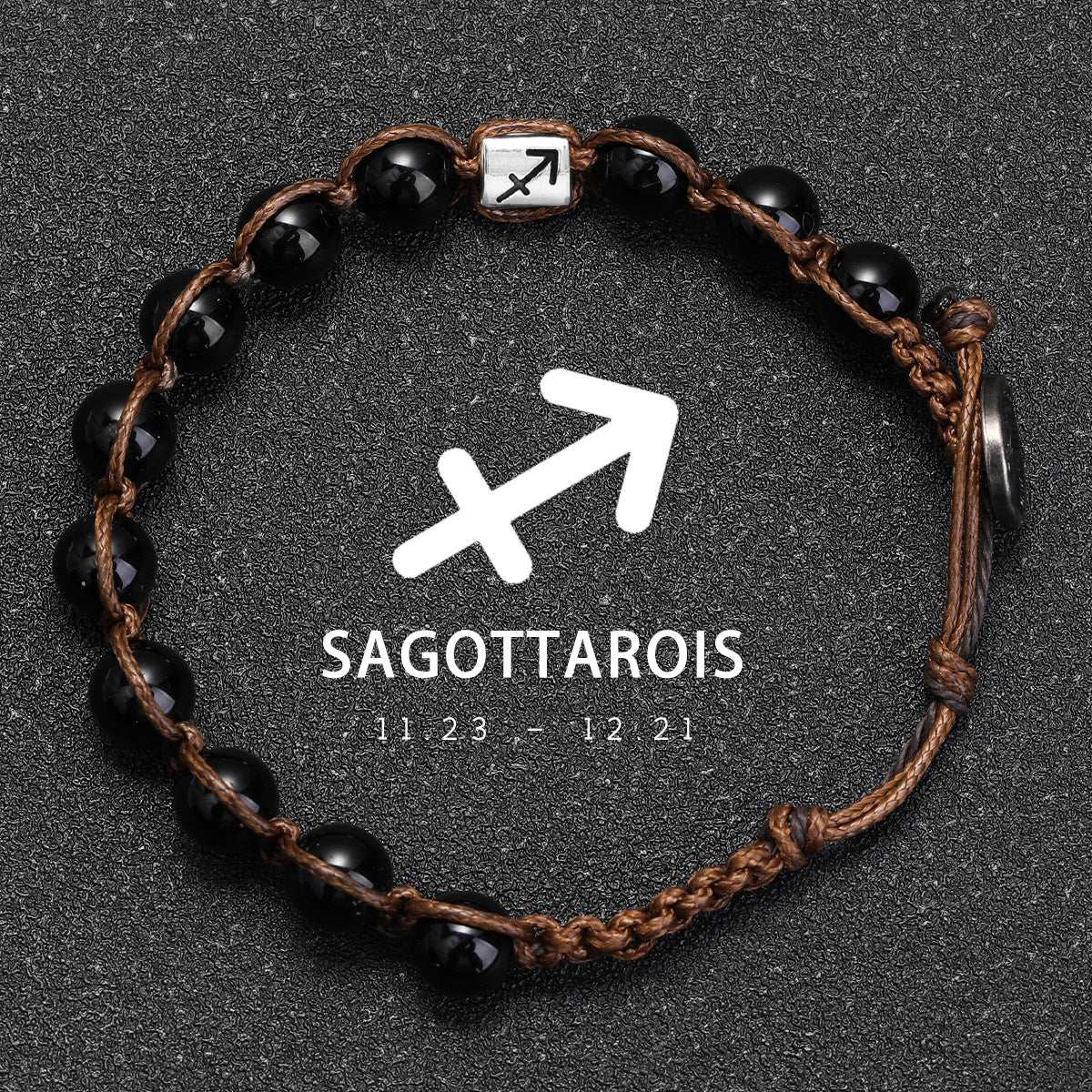 Natural Stone 12 Zodiac Obsidian Hand-woven Bracelet Accessories Stainless Steel Taurus