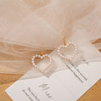 Fashionable And Personalized Earrings Without Ear Holes, Retro Round Face, High-end Feeling, Imitation Pearl Heart Earrings