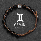 Natural Stone 12 Zodiac Obsidian Hand-woven Bracelet Accessories Stainless Steel Taurus