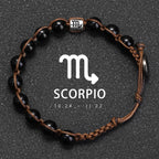 Natural Stone 12 Zodiac Obsidian Hand-woven Bracelet Accessories Stainless Steel Taurus