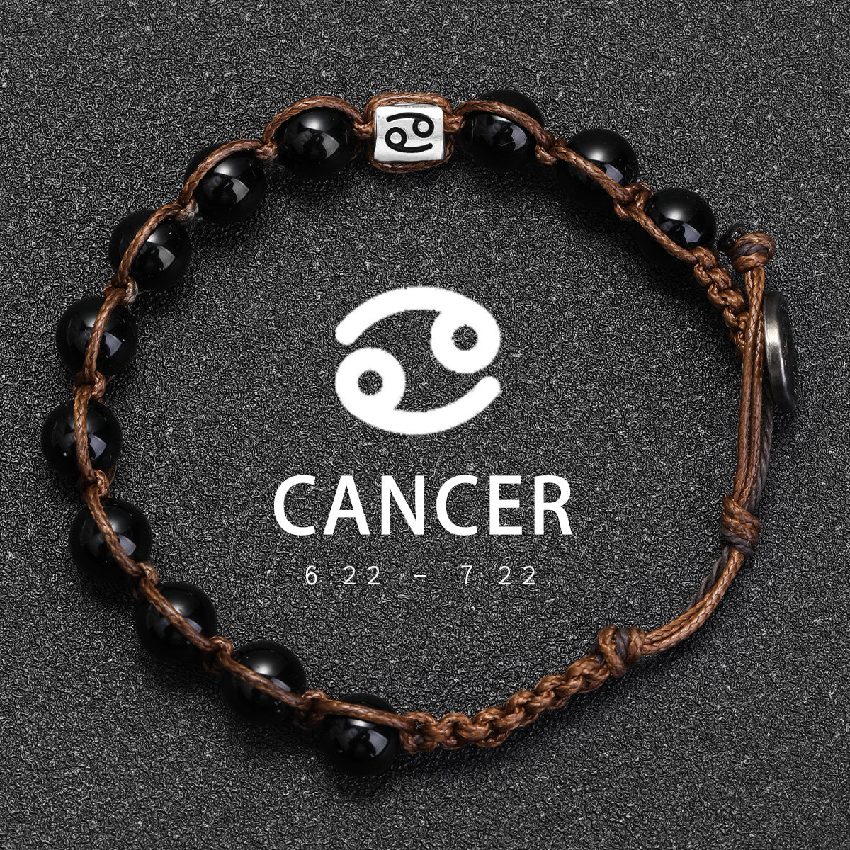 Natural Stone 12 Zodiac Obsidian Hand-woven Bracelet Accessories Stainless Steel Taurus