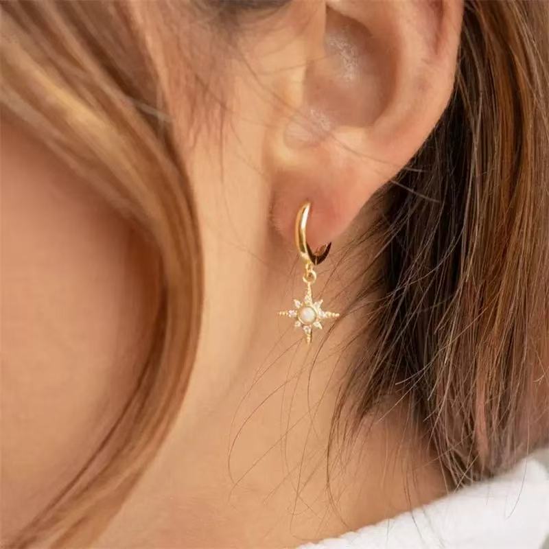 Personalized Eight-Pointed Star 3-Piece Earring Set With A Luxurious Finish