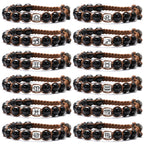 Natural Stone 12 Zodiac Obsidian Hand-woven Bracelet Accessories Stainless Steel Taurus
