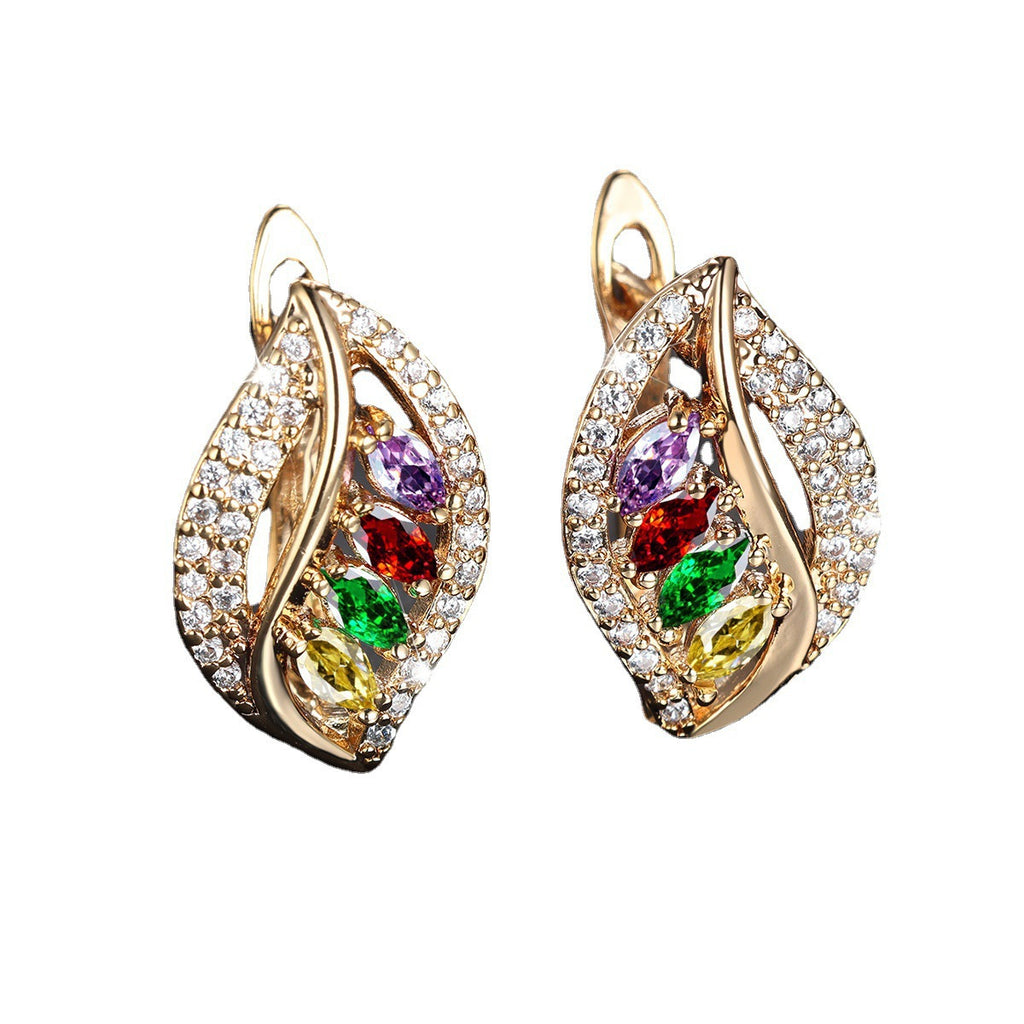 Women's Colorful Electroplated Leaf Earrings