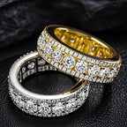 European And American-style Hip-hop Micro-paved Three-row Faux Spinning Ring