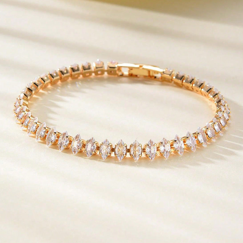 Men's And Women's Fashion Full Diamond Zirconia Double-row Tennis Chain Bracelet