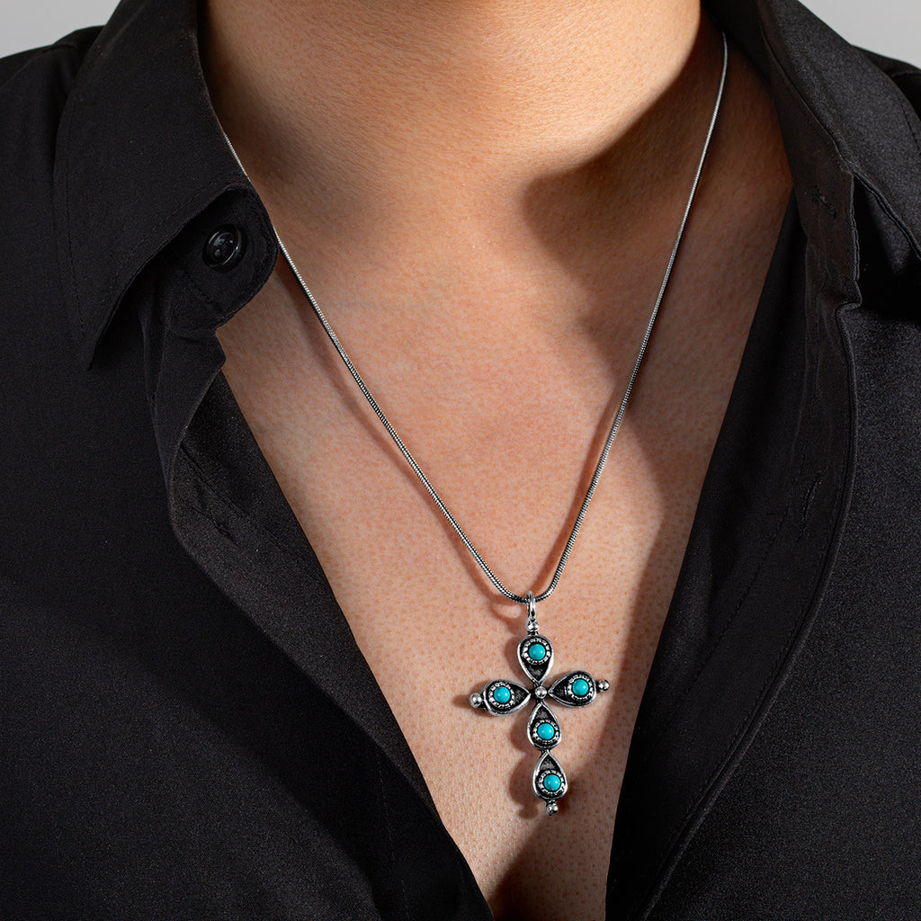 Heart-shaped Skull Alloy Cross Pendant Necklace