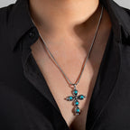 Heart-shaped Skull Alloy Cross Pendant Necklace