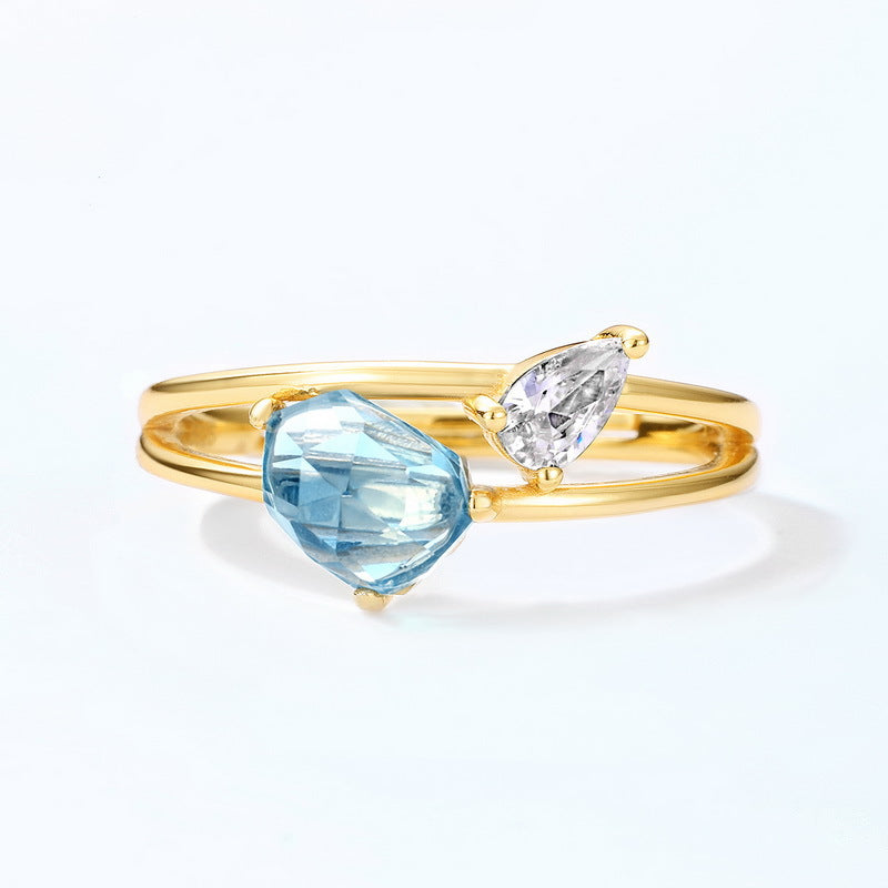 Fashion Light Luxury Sky Blue Topaz Ring