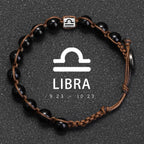 Natural Stone 12 Zodiac Obsidian Hand-woven Bracelet Accessories Stainless Steel Taurus