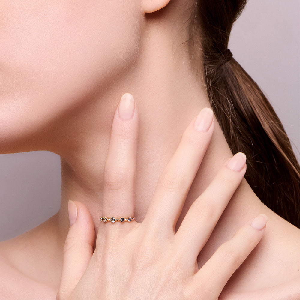 Five Colored Gemstone Glass Versatile Ring