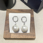 French Retro Hollow Square Pearl Earrings