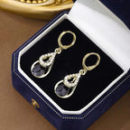 Light Luxury High-end Diamond-inlaid Drop Hollow Double-layer Earrings