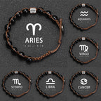 Natural Stone 12 Zodiac Obsidian Hand-woven Bracelet Accessories Stainless Steel Taurus